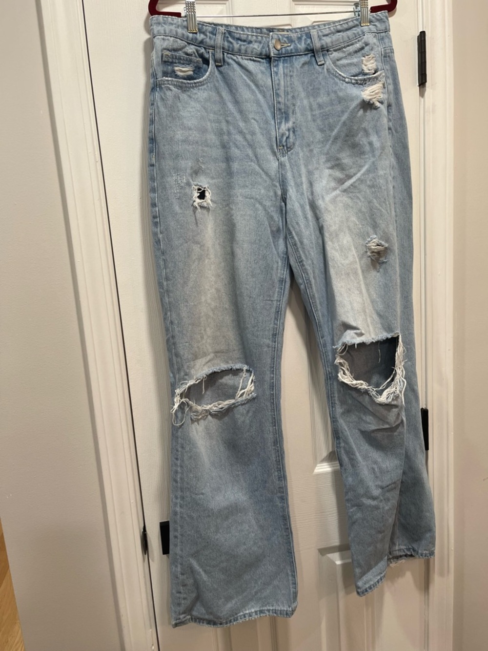 Altar'd State Light Blue Distressed Wide Leg Jeans